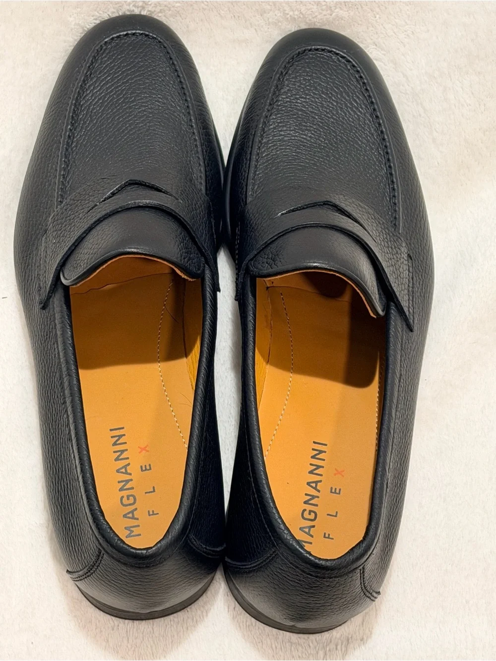 Magnanni Flex Black Pebbled Leather Penny Loafers EU 42 US 9 Italy CMB3004